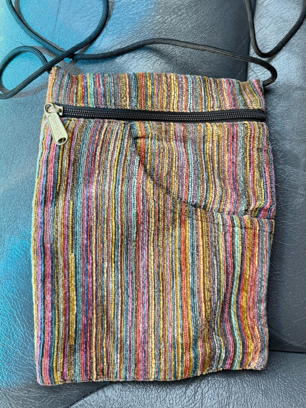 Vintage Danny K. Rainbow Tapestry Phone/Passport Crossbody Boho Travel Bag